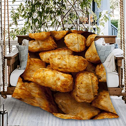 Golden Potato Tater Tots Überwurfdecken, weiche, gemütliche Fleece-Plüsch-warme Flanell-Bettdecke für Mädchen, Jungen, Erwachsene, Couch, Reisen