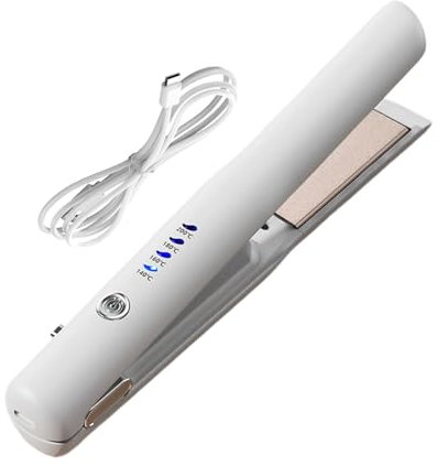 Plancha de pelo portátil inalámbrica, plancha de pelo de hierro, Plancha de pelo USB para cabello grueso, rizador profesional con 4 temperaturas ajustables,