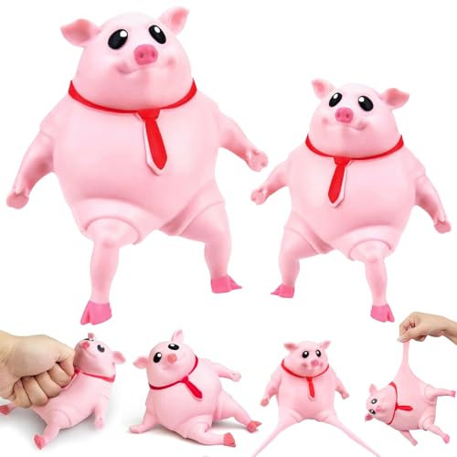 2 Stück Anti Stress Schwein, Anti Aggressions Schwein, Squishy Squeeze Spielzeug, Stressspielzeug Schwein, Piggy Squeeze Toy, Anti Stress Spielzeug für Erwachsene
