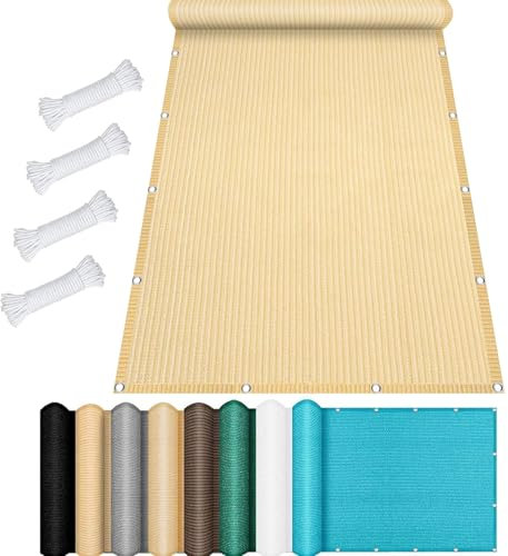 Sonnensegel inkl Befestigungsseile 160 x 300 cm Hdpe Gewebe Uv-Beständig Zaunblende Schattiernetz Sichtschutznetz Reißfest Meterware für Garten Balkon Terrasse Patio, Beige