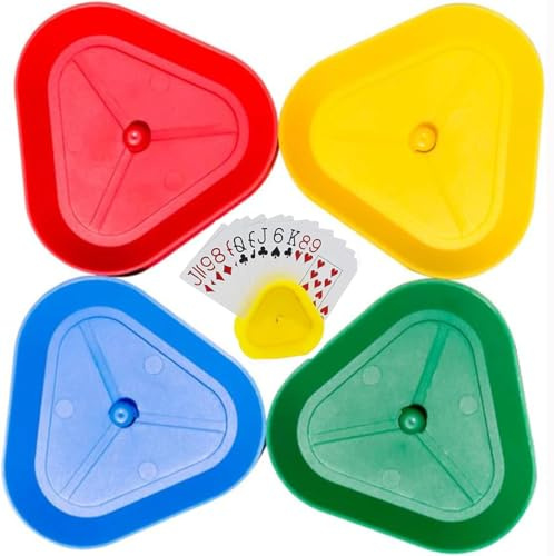 Wxinsheng Kinder Kartenspiel,4 Stück Freisprech Kartenständer, Dreieckiger Spielkartenhalter,Kunststoff Kartenhalter,Spielkarten Halter für Senioren Erwachsene und Kinder, Kartenständer
