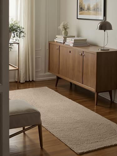 Hanse Home Wollteppich Eleni - Natur Wohnzimmerteppich - Handgetuftet - Hygge Skandi, Boho Läufer Wolle für Wohnzimmer, Schlafzimmer, Esszimmer, Flur - Hellbeige, 80x300cm