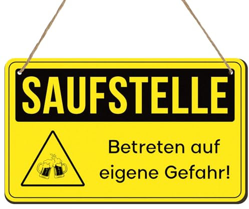 MEJOSER Party Zubehör Lustig Saufstelle Schild Deko für Malle Festival JGA Männer Geburtstag Bierparty Festival Gadgets Trinkzubehör Geschenke für Männer Junggesellenabschied