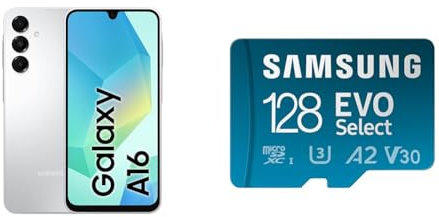 Samsung Galaxy A16 Android 14, Super AMOLED Display 6.7 FHD+, 4GB RAM, 128GB, 5,000 mAh Battery, IP54, Expandable Memory, Gray Memory EVO Select 128GB