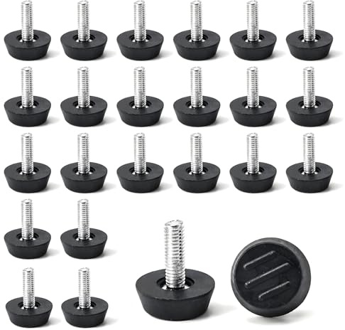 YYTOL Adjustable Levelling Feet, 24 Pcs M6 x 19mm Adjustable Furniture Table Leveling Feet Screw on for Table Furniture Chairs