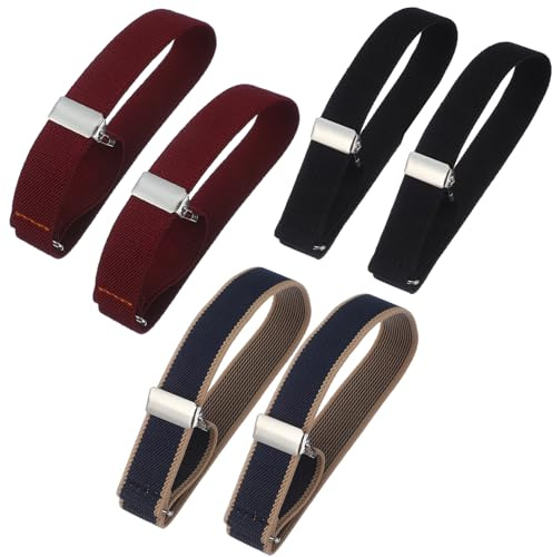 6 Pieces (3 Pairs) Elastic Arm Bands for Sleeves Unisex Adjustable Arm Shirt Garters Hold Up Sleeve Garters Elastic Armbands for Men and Women Anti-Slip Shirt Sleeve Holder Black Wine-red Blue