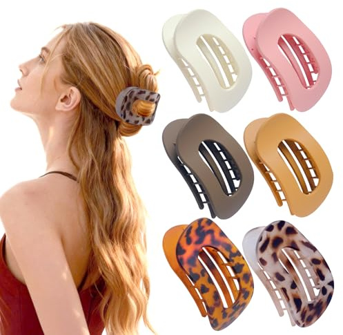 AgagaQx Entenschnabel Haarspange Rutschfest, 6 Stück Haarklammer Flach Groß, Haarklemmen Starker Halt, Leopard Duckbill Hair Clips, Haarklammern Flach Elegant, Haarclips Damen für Alltag Sport Fahren