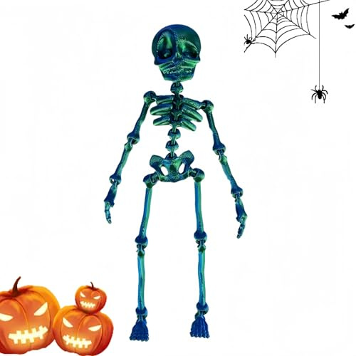 Skeleton Fridge Magnet,3D Printed Articulated Skeleton Magnets,Mini Movable Joints Halloween Vintage Magnetic Figurine,Fridge Magnets for Whiteboard,Garage Door,Board Decor,Laser Green,Easy to Use