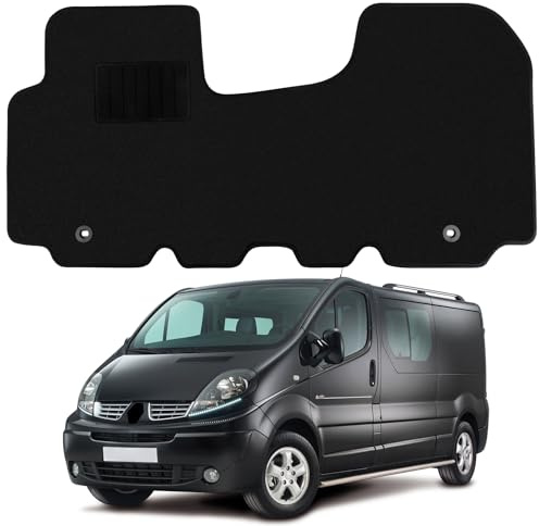 Auto Fußmatten Ersatz für Renault Trafic X83 Opel Vivaro 2001-2014 Teppiche | Premium Fussmatten für Nissan Primastar Sitz Vorn Classic Schwarz Auto Teppiche Passform