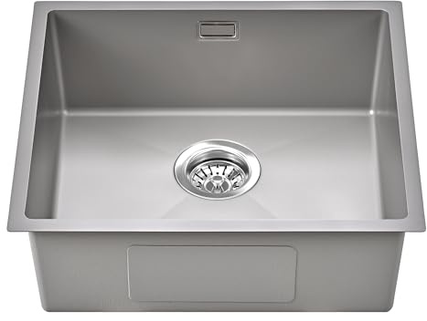 Doirteal 440mm Gunmetal Grey Kitchen Sink - 304 Stainless Steel Undermount Sink - 44x44x18.5cm Single Bowl - Nano Anti-Fingerprint Finish with Waste Kit & Overflow - Fits 500mm Cabinet
