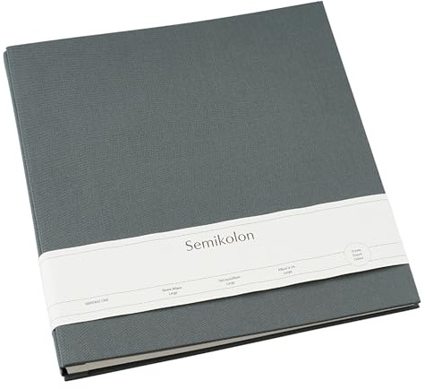 Semikolon 600030 Schraubalbum Large 28 x 31 cm - mit 20 cremeweißen Seiten, erweiterbar - lava stone grau