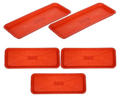 AKOOSY Lot de 5 en Plastique PP Plateaux Rectangulaires Forme Peu Profonde Collecte d'eau Excédentaire pour Pots de Fleurs pour Jardin