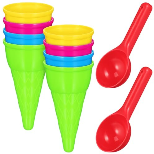 DOITOOL 2er-Set Eiswaffel-sandspielzeug für Kinder mit Eiswaffeln Und Eiskugelportionierer, Buntes Sommer-strandspielzeug für Kleinkinder Und Spielplatzspaß