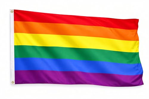 Aktivhandel Regenbogenflagge 90 x 150 cm – LGBTQ+ Fahne mit 2 Metallösen – Wetterfest & UV-beständig – Robuste Pride Flag für Balkon, Garten & Events