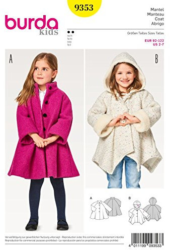 Burda Style Sewing Pattern B9353 Children's A-Line Coat