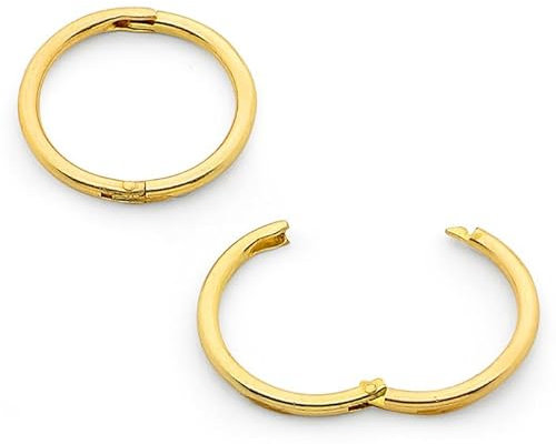 (10mm) 22K Gold Plated 925 Solid Sterling Silver Australian Made Hinged Sleeper Earrings Nose Lip Septum Tragus Hoop Segment Ring Nickel Free Hypoallergenic