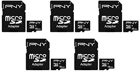 PNY 16GB Performance Class 4 MicroSD Flash Memory Card, Pack of 5 (P-SDU16G4X5-MP), Packaging May Vary
