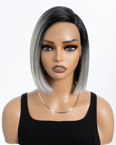 Style Icon Perruque coupe carrée droite en fibres synthétiques résistantes à la chaleur - 23 cm