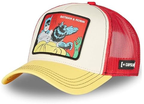 Capslab Batman und Robin DC Batman Weiß Gelb Trucker Cap - One-Size