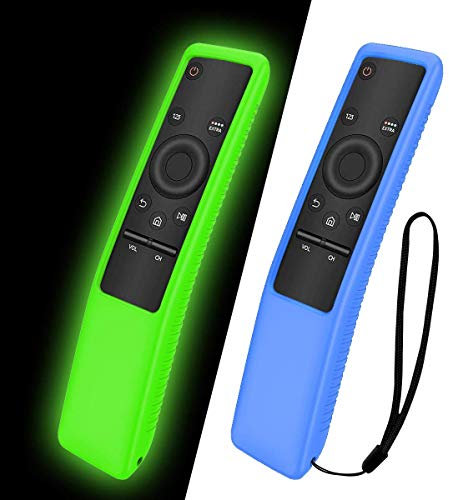 NANTING Custodia protettiva in silicone 2PCS per telecomando Samsung Smart TV serie BN59,adatto per custodia in silicone per bambini,cinturino antiscivolo antiurto e anti-smarrimento(Blu+Verde)