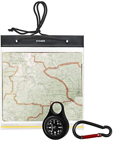 TGFIX PVC-Schutzhülle für Karten, wasserdicht, transparent, faltbar, mit Kompass, für Outdoor, Camping, Wandern, Karte, iPad, Handy