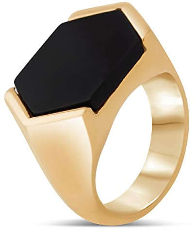 Akitsune Abyssum Ring | Kompass Karte Nord Nautisch Ring Herren Edelstahl Designer Gold - Schwarz - US 6