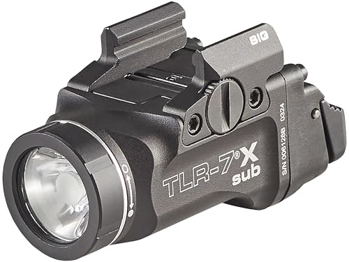 69401 TLR-7 Sub 500-Lumen Compact Rail-Mounted Tactical Light Without Laser Designed Exclusively and Solely for Railed Sig Sauer P365 & P365 XL, Includes Mounting Kit, and Key, Black