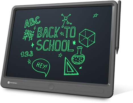 Portronics Ruffpad 15 - Bloc de escritura con pantalla LCD regrabable de 38,1 cm para dibujar, jugar, escribir a mano, regalos para niños y adultos (gris)