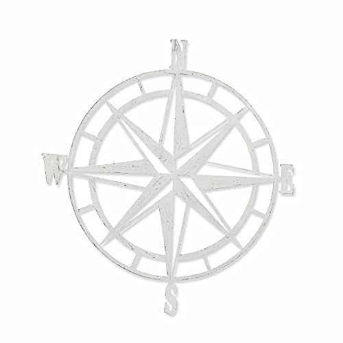 Loberon Rose des Vents Bianco - Fer - H/L/P 52/49/1 cm - Blanc, Blanc