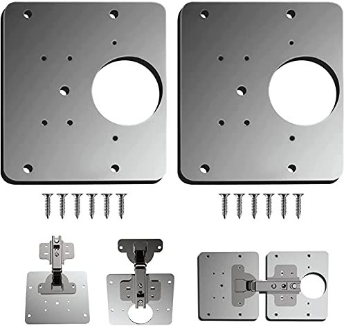 Armario placa de reparación de bisagras, 9 x 9 cm, para madera, muebles, estantes, gabinete,bisagras de armario (Plateado2)