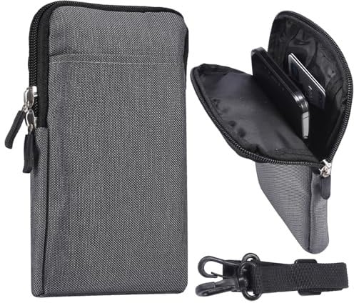 Fondina da Cintura per Smartphone Uomo Grigio, Fondina da Spalla per Cellulare, 6.5Outdoor Marsupio Universale Sacchetto da Cintura Uomo Borsello Tracolla Borse Messenger Porta Cellulare Custodia