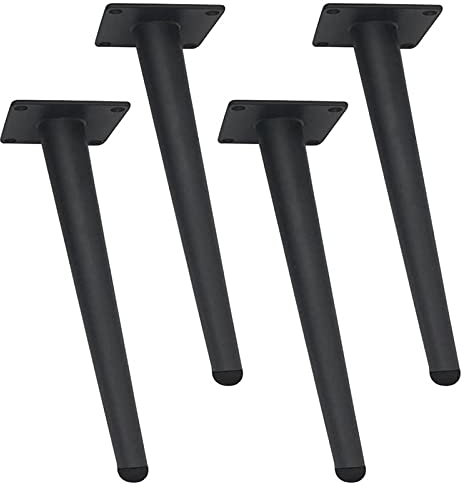 4x DIY Metall Tischbeine,Schräg Konisch Möbelfüße,Austauschbare Möbelbeine Sofa Füße Eisen Möbelfüsse,Ersatz Beine für Couchtisch TV-Schrank,Belastbar Bis 600kg,mit Zubehör,Schwarz (60cm/23.6in)