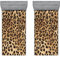 ABAKUHAUS Leopard-Druck Spannbettlaken-Set, Wildtierhaut, Bettbezug mit Rundum-Gummizug tiefer Einschub 2 Stück, 90cm x 200cm, Pale Braun Schwarz