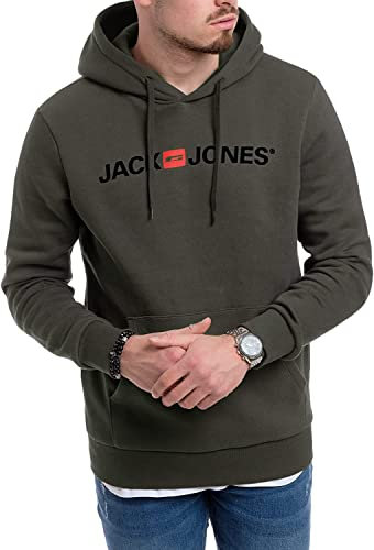 JACK & JONES Herren Kapuzenpullover (Raven Print Black (Corp 054, XXL))