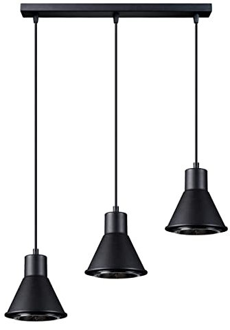 Sollux Beleuchtung Decke Einfache Lampe für Haus Büro Minimalistische Dekoration Ohne Glühbirnen Aus Stahl Pendelleuchte TALEJA 3 Schwarz ES111 Größe
