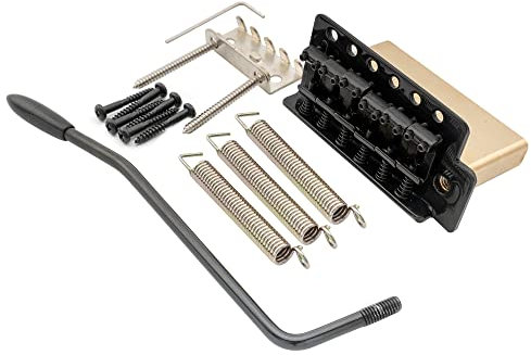 Musiclily Pro 52.5mm Vintage 6-Screw Tremolo Bridge 36mm Solid Brass Block for Squier Strat Style Electric Guitar, Black