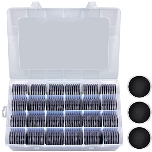 FULLCASE Lot de 168 capsules de monnaie de 46 mm avec joint en mousse et boîte de rangement, 6 tailles (20/25/27/30/38/46 mm), noir