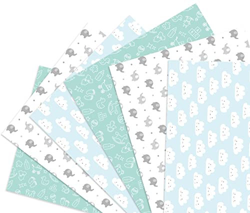 Friendly Fox Geschenkpapier Baby Jungen Geburt Taufe, 6 Bögen Kinder Geschenkpapier, DIN A2 Motiv-Papier, Geschenkverpackung, zur Geburt Taufe Junge