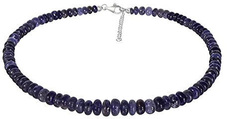 ELEDORO echter Iolith Halskette Collier für Damen aus Silber 925 rhodiniert Karabiner 48cm plus 5cm lang