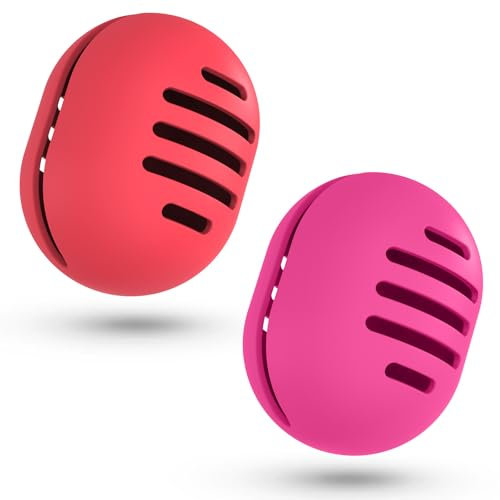 Fauxomor Make Up Schwamm Aufbewahrung - 2 Stück Atmungsaktiv Silikon Beauty Blender Reisetasche für Alle Größen von Make-up-Schwamm, Bruchsicher Tragbar Kosmetik Werkzeug, Rot+Rosenrot