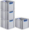 PROREGAL SuperSparSet 4x Eurobox NextGen Color | HxBxT 32x30x40cm | 30 Liter | Griffe blau offen | Glatter Boden | Eurobehälter, Transportbox, Transportbehälter, Stapelbehälter