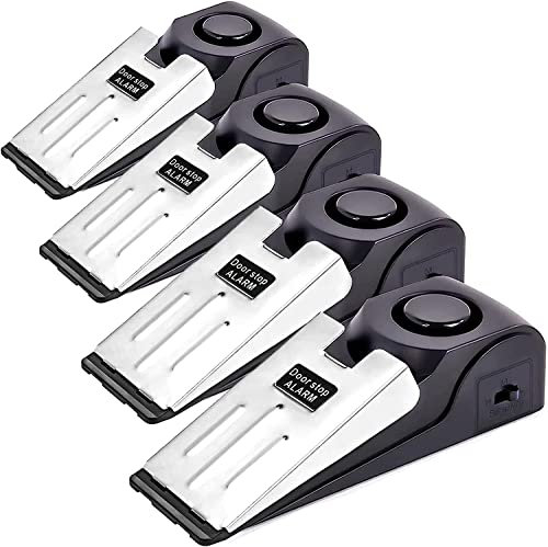 ThreeH 4 Paquete de Alarma de Parada de Puerta 120dB Alta Alerta de Entrada de Cuña Portátil Antirrobo Herramientas de Seguridad para la Seguridad del Hogar Apartamento Casa de Viaje