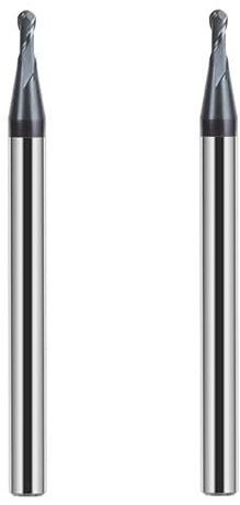 CREEYA Fraise à Radius 2 Pièces 1mm, 2 Dents CNC Fraise à Rotule, HRC 55, AlTiN Noir Revêtement, VHM Tige Pour Acier Métal Bois Acrylique Plastique (Ø 1mm)
