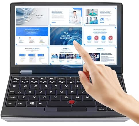 KingnovyPC 7-inch Mini Laptop Windows 11, Celeron J4105 Touch Screen Notebook, 12G RAM 2TB SSD Small Computer, Dual Band WiFi, USB 3.0, USB 2.0, HDMI Multiple Connection Terminals