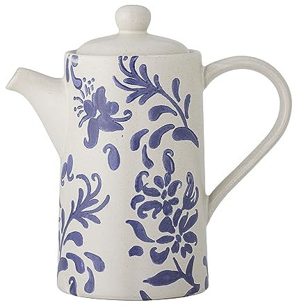 Creative Collection Petunia Cottage - Tetera de gres, dise�o vintage, detalles azules estampados a mano sobre fondo blanco, 800 ml, apta para lavavajillas y microondas, ideal para uso diario y t� de