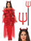Ladies Devil Demon Witch Fancy Dress Cosplay Costume Set - Women Red Devil Dress + Horn Headband + Belt + Fork for Halloween Carnival Theme Party Outfit (L)