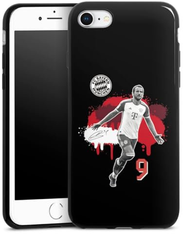 Slim Case extra dünn kompatibel mit Apple iPhone 8 Silikon Handyhülle schwarz Hülle FC Bayern München Harry Kane Offizielles Lizenzprodukt