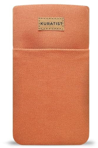 Kuratist Handy-Tasche 'AHOI' - Universell kompatibel z.B. iPhone 15/14/13 or Pro, Galaxy S24/S23, Xiaomi 14/13 - Handgefertigt aus Baumwoll-Canvas - Mit Schutzklappe - Coral