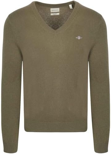 GANT Extrafina Lana de Cordero con Cuello en V Suter Pulver, Juniper Green, XL Hombres
