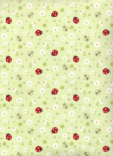 ARKRAFT Geschenkpapier Set 3 Bögen XXL 90 x 65 cm Verpackung plastikfrei FSC Papier Marienkäfer rot (18-9330)